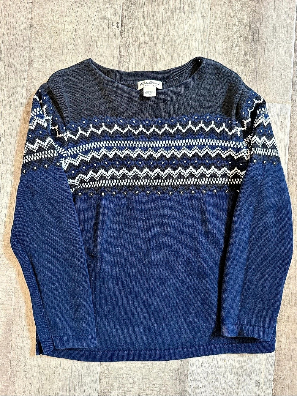 Eddie Bauer Geometric 100% Cotton Sweater Blue Size Medium